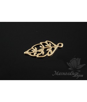 ПОДВЕСКА "Ажурный листочек", позолота 14 карат