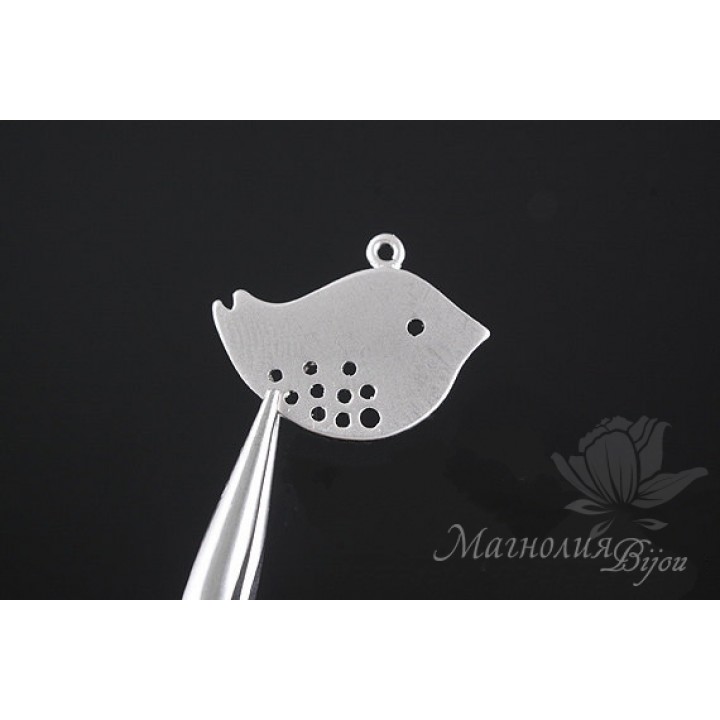 ПОДВЕСКА "Птичка", родиевое покрытие