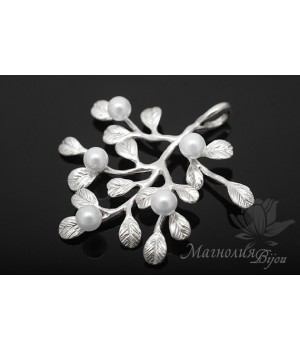 ПОДВЕСКА "Омела", родиевое покрытие