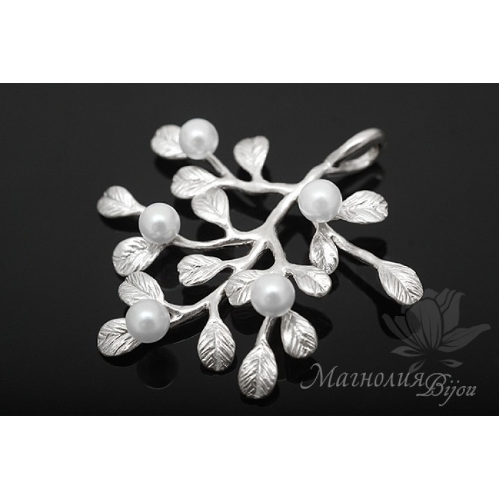 ПОДВЕСКА "Омела", родиевое покрытие