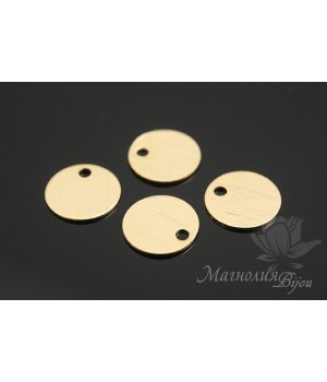 ПОДВЕСКА "Медальончик тертый, 8мм", позолота 14 карат