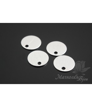 ПОДВЕСКА "Медальончик тертый, 8мм", родиевое покрытие