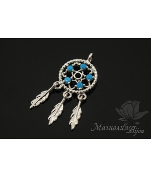 ПОДВЕСКА "Ловец снов", родиевое покрытие
