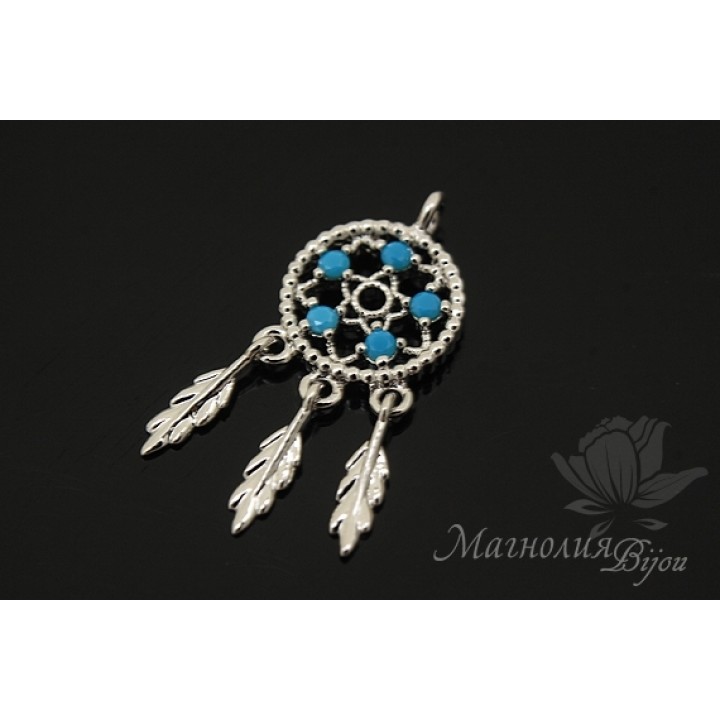 ПОДВЕСКА "Ловец снов", родиевое покрытие