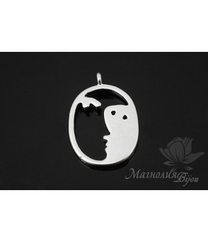 ПОДВЕСКА "Лицо", родиевое покрытие