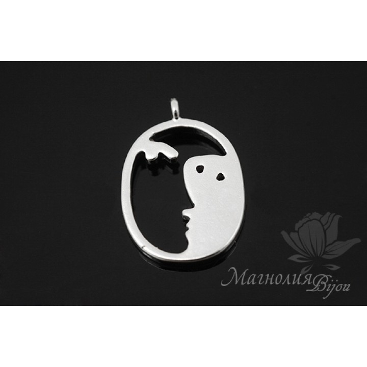 ПОДВЕСКА "Лицо", родиевое покрытие