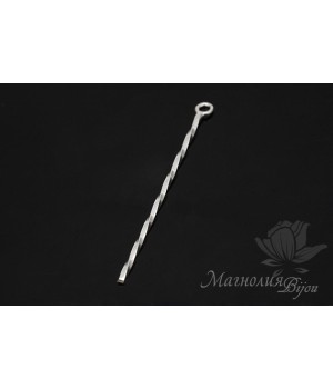 ПОДВЕСКА "Палочка витая, 33мм", родиевое покрытие