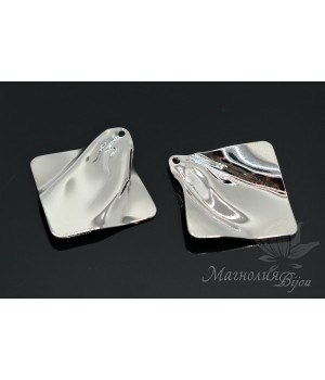 ПОДВЕСКА "Складка, квадрат 32 : 34мм", родиевое покрытие