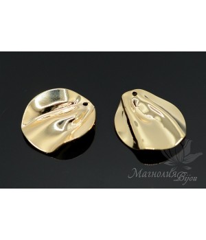 ПОДВЕСКА "Складка, круг 22 : 25мм", позолота 14 карат