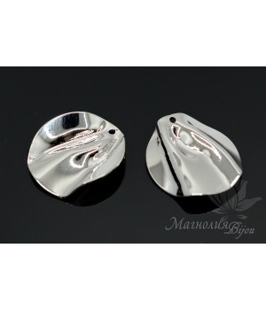 ПОДВЕСКА "Складка, круг 22 : 25мм", родиевое покрытие