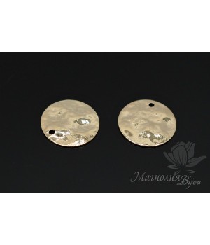 Подвеска "Кованый круг 15мм", позолота 16 карат