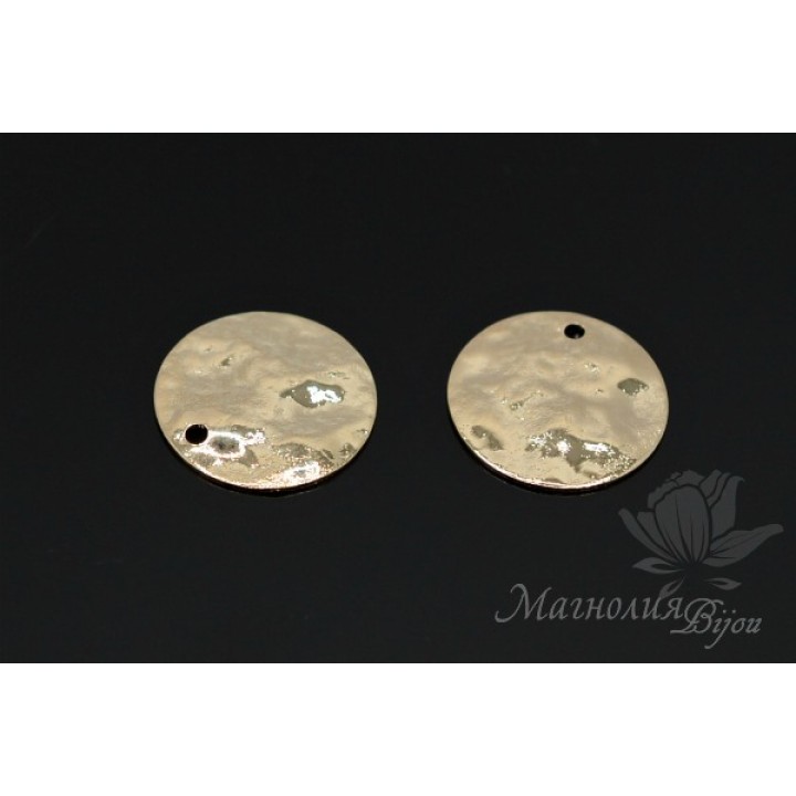 Подвеска "Кованый круг 15мм", позолота 16 карат