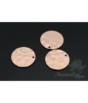 Подвеска "Кованый круг 15мм", розовое золото