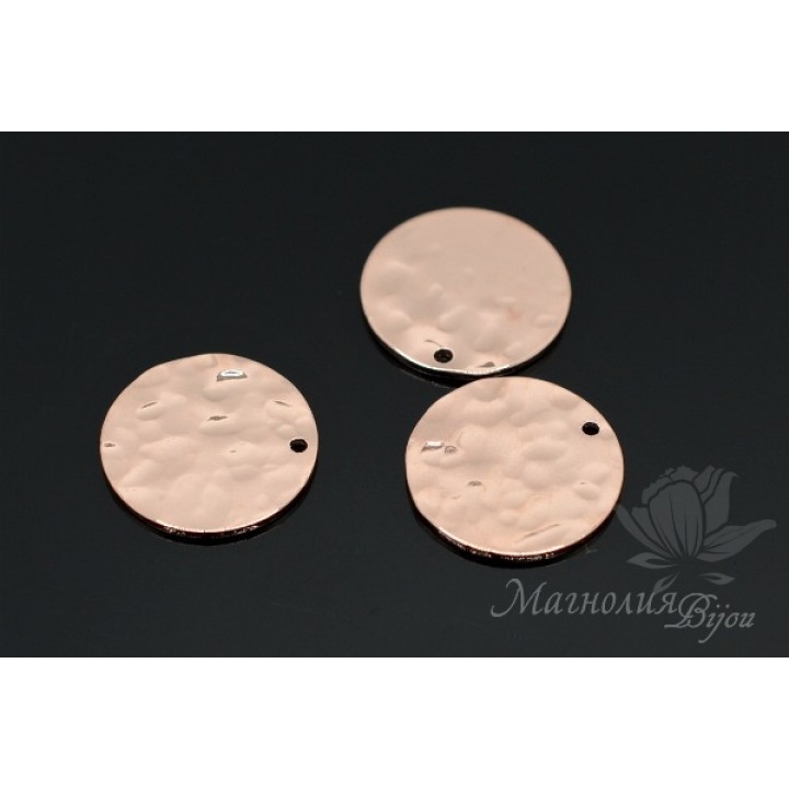 Подвеска "Кованый круг 15мм", розовое золото