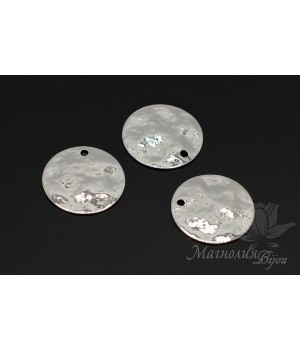 Подвеска "Кованый круг 15мм", родиевое покрытие