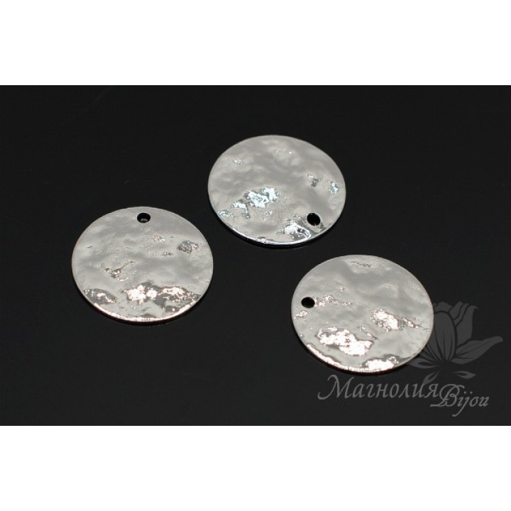 Подвеска "Кованый круг 15мм", родиевое покрытие