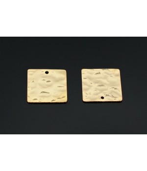 ПОДВЕСКА "Кованый квадрат 15мм", позолота 14 карат