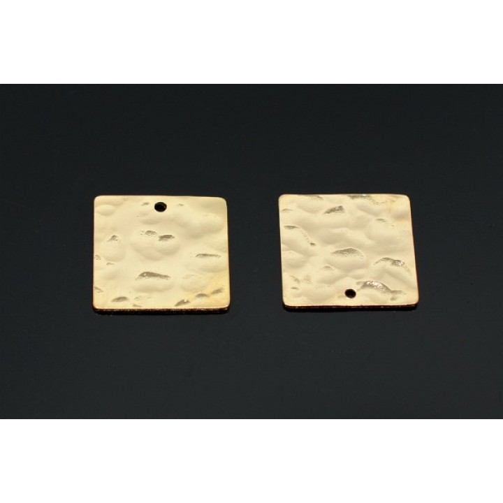 ПОДВЕСКА "Кованый квадрат 15мм", позолота 14 карат