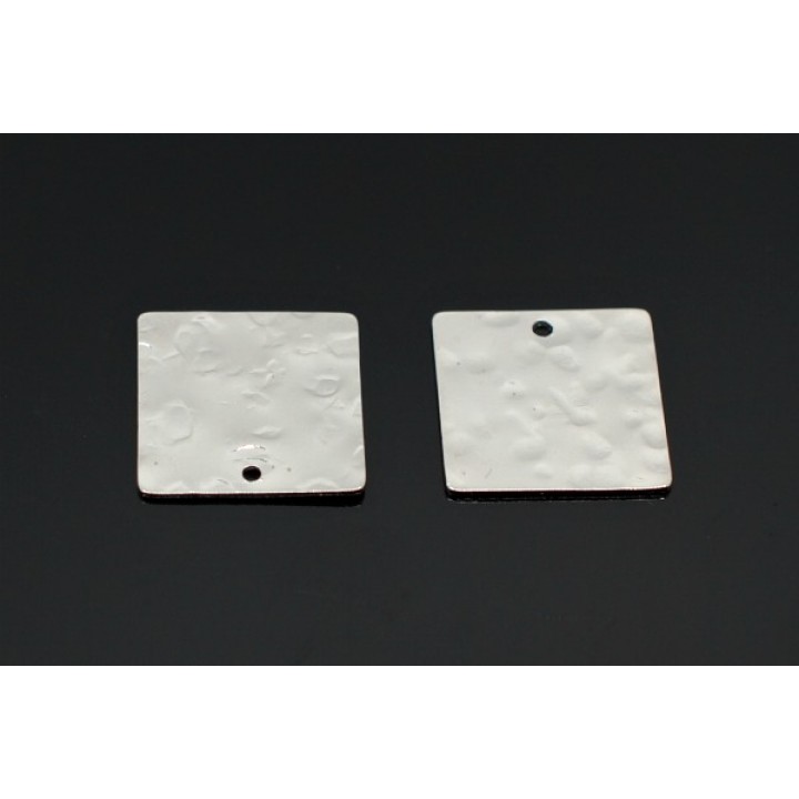 ПОДВЕСКА "Кованый квадрат 15мм", родиевое покрытие