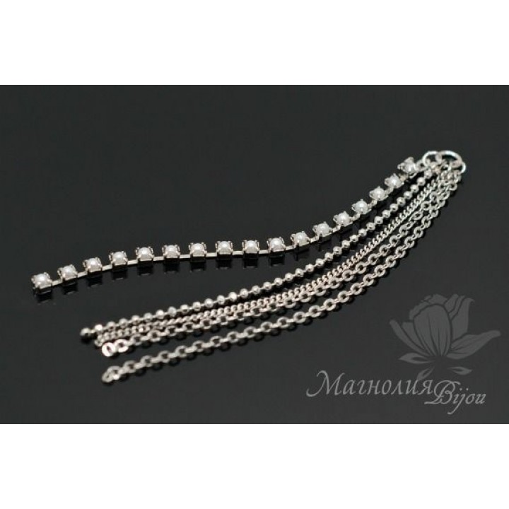 ПОДВЕСКА-КИСТОЧКА "Жемчужный дождь", родиевое покрытие