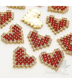 ПОДВЕСКА "Сердечко пиксельное красное", позолота 16 карат