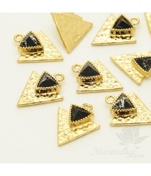 ПОДВЕСКА "Треугольник" с нат. говлитом, позолота 16 карат