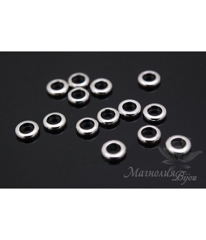 Бусина "Бублик" родиевое покрытие, 10 штук Бусина "Бублик" родиевое покрытие, 10 штук