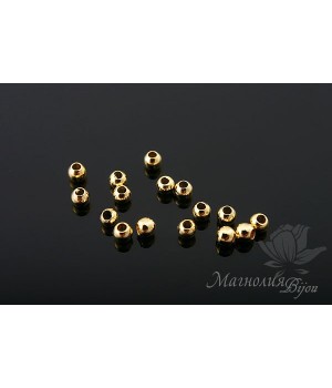 Бусины "Мини" 2 мм, 10 штук, позолота 16 карат