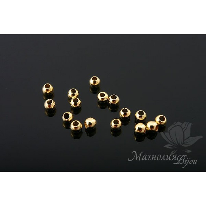 Бусины "Мини" 2 мм, 10 штук, позолота 16 карат