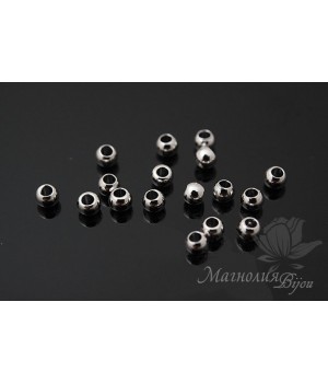 Бусины "Мини" 2 мм, 10 штук, родиевое покрытие