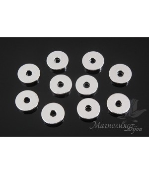 Бусина-разделитель 5мм, родиевое покрытие, 5 штук