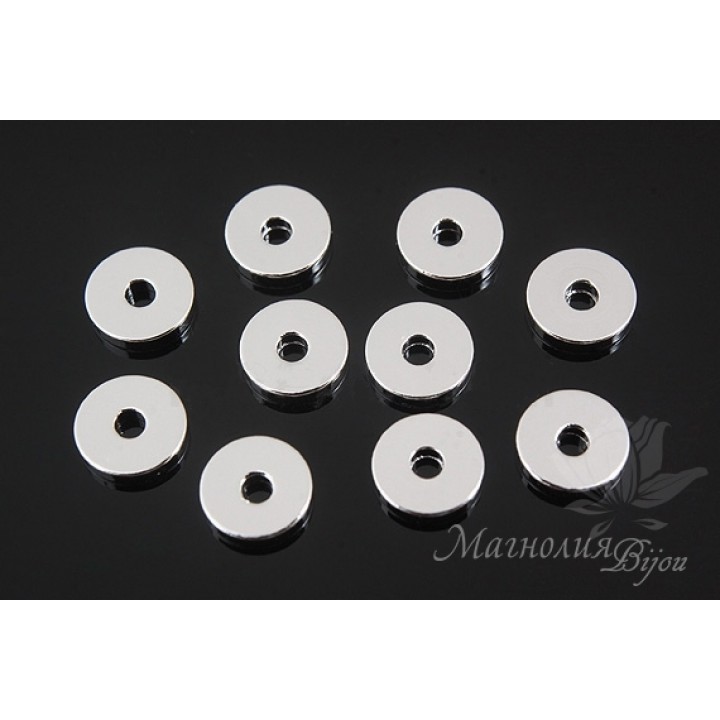 Бусина-разделитель 5мм, родиевое покрытие, 5 штук