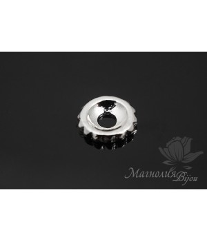 БУСИНА "Шестеренка" 10мм, родиевое покрытие БУСИНА "Шестеренка" 10мм, родиевое покрытие