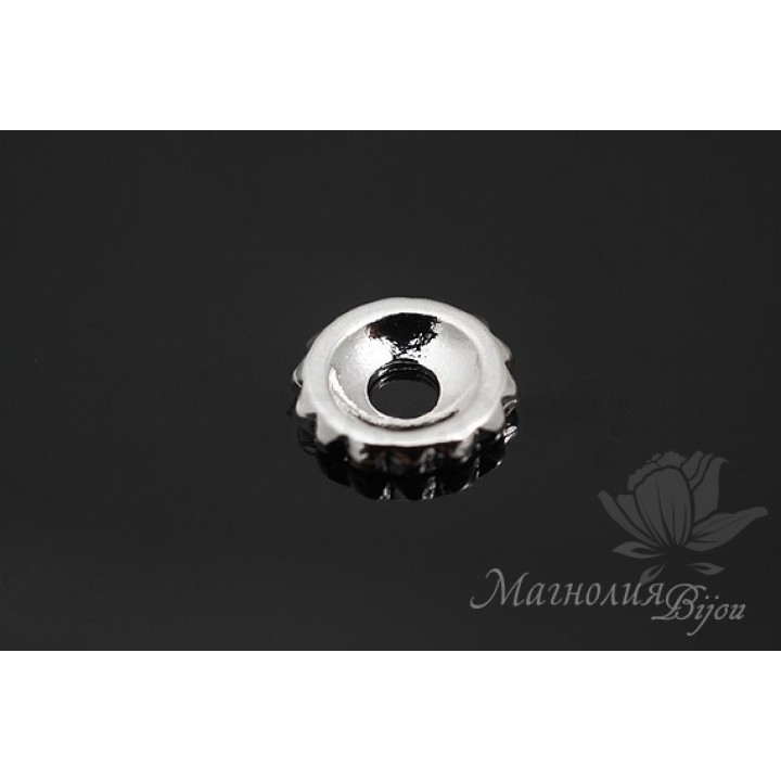 БУСИНА "Шестеренка" 10мм, родиевое покрытие