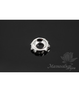 БУСИНА "Шестеренка" 8мм, родиевое покрытие