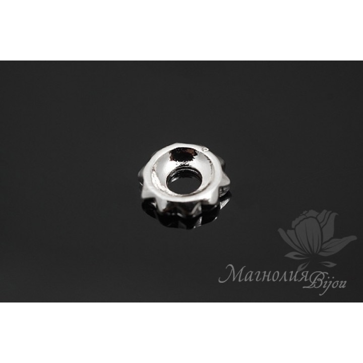 БУСИНА "Шестеренка" 8мм, родиевое покрытие