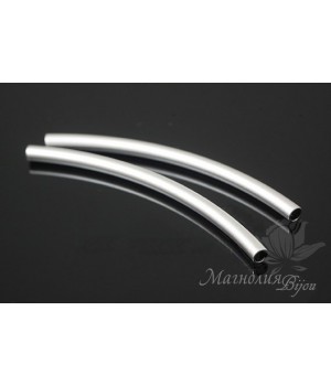 БУСИНА "Трубочка", родиевое покрытие