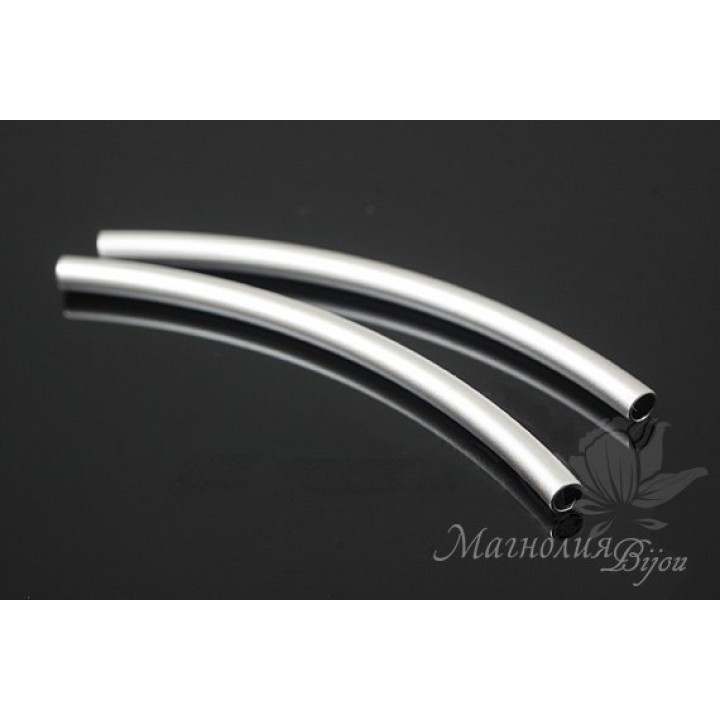 БУСИНА "Трубочка", родиевое покрытие