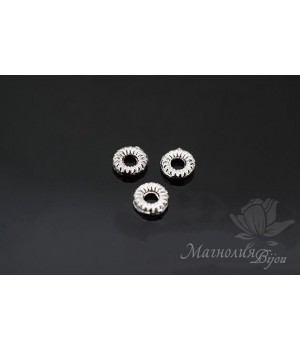 Спейсер маленький 4мм, 10 штук, родиевое покрытие