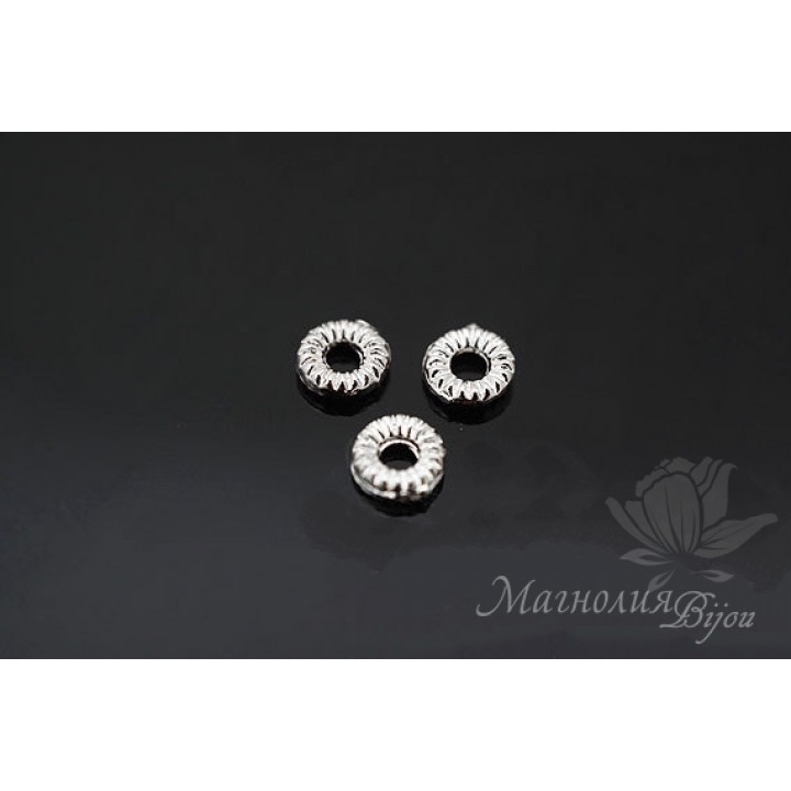 Спейсер маленький 4мм, 10 штук, родиевое покрытие