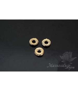 Спейсер маленький 4мм, 10 штук, позолота 14 карат