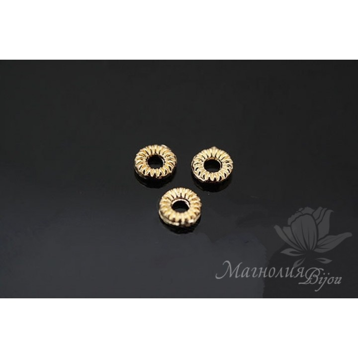 Спейсер маленький 4мм, 10 штук, позолота 14 карат