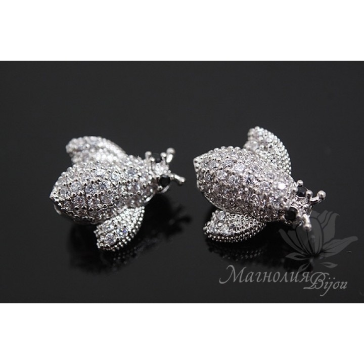 БУСИНА "Пчёлка", родиевое покрытие