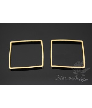 Бусина "Квадрат тонкий 15мм", позолота 16 карат