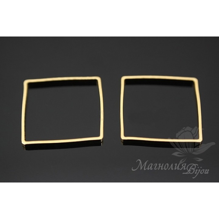 Бусина "Квадрат тонкий 15мм", позолота 16 карат