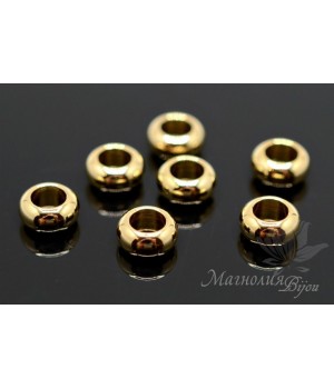 БУСИНА "Бублик" 7мм(спейсер), позолота 16 карат