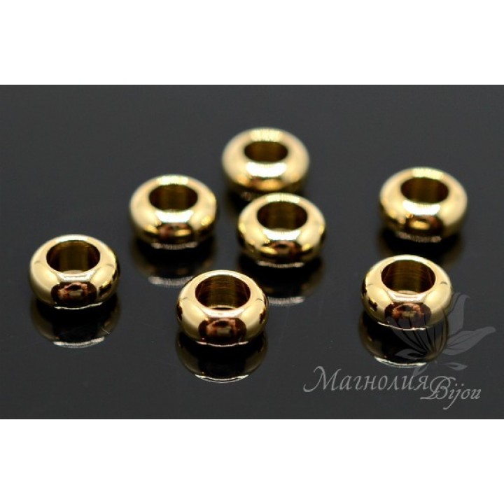БУСИНА "Бублик" 7мм(спейсер), позолота 16 карат