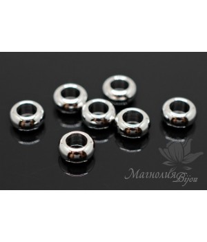 БУСИНА "Бублик" 7мм(спейсер), родиевое покрытие