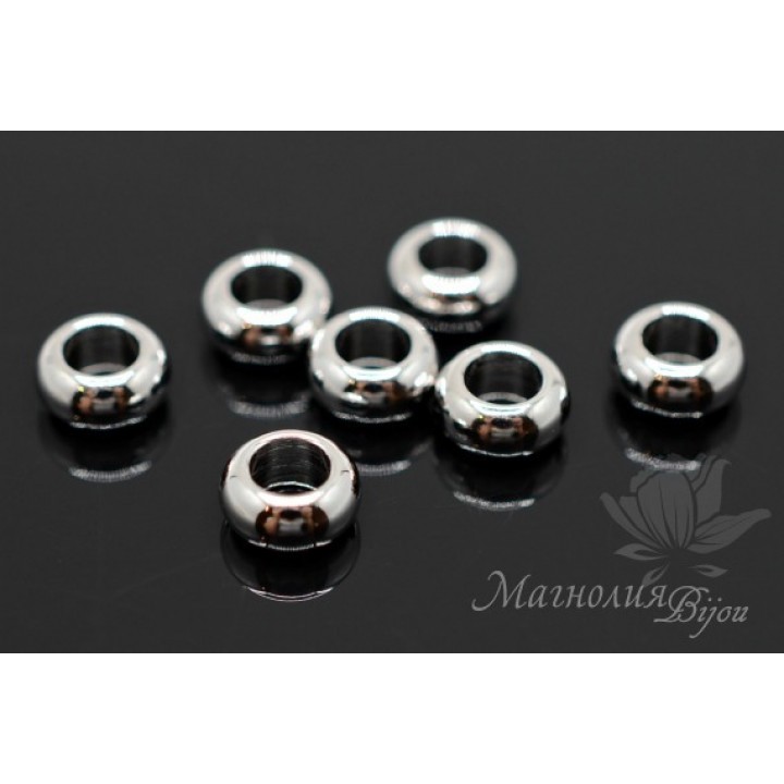 БУСИНА "Бублик" 7мм(спейсер), родиевое покрытие