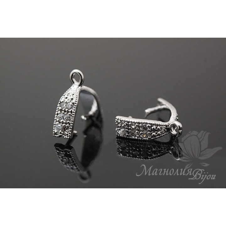 Бейл зажимный "Квадро", родиевое покрытие